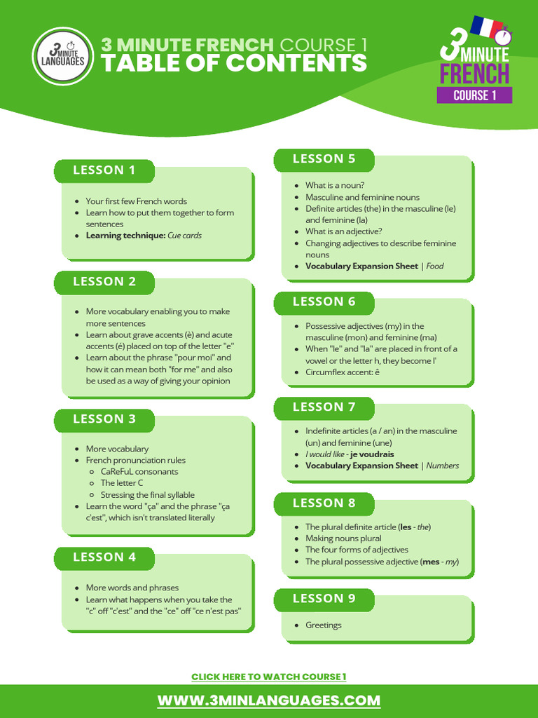 Quick Start to French Language Basics | PDF | Grammatical Gender ...
