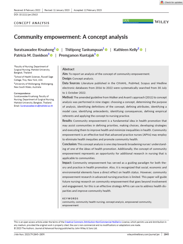 Journal of Advanced Nursing - 2023 - Kruahong - Community Empowerment A ...