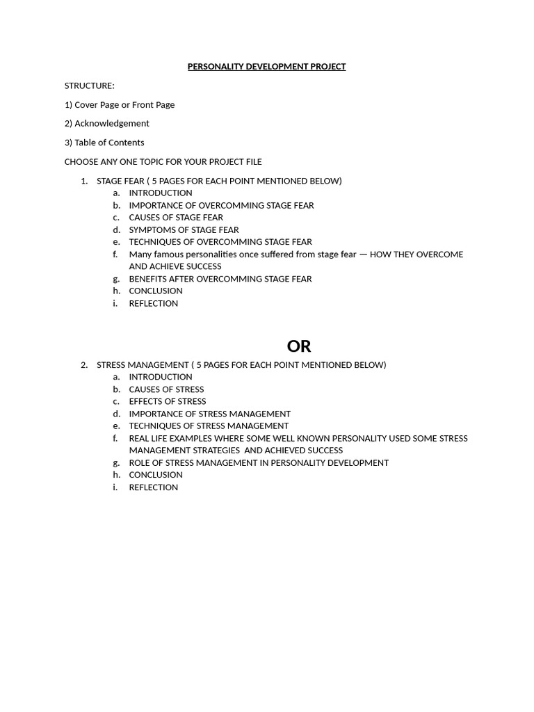 Personality Development Project-1 | PDF