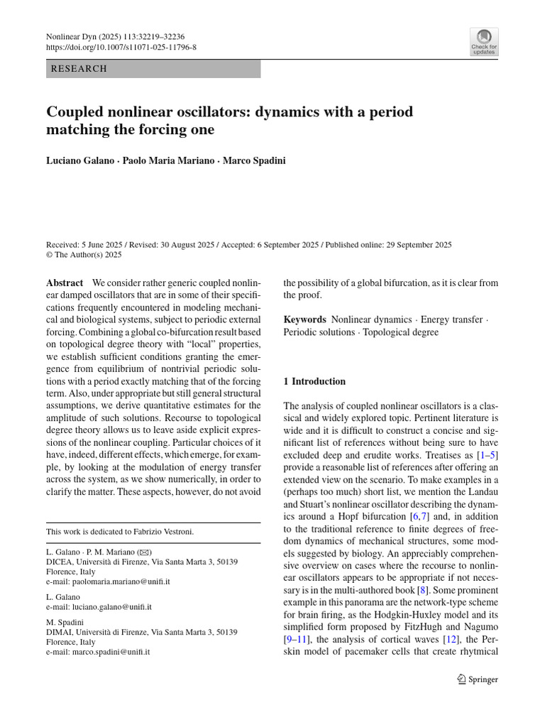 Coupled Nonlinear Oscillators: Dynamics With A Period Matching The ...