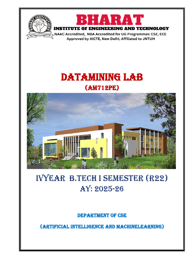 CSE AI&ML Data Mining Lab Overview | PDF | Engineering | Artificial ...