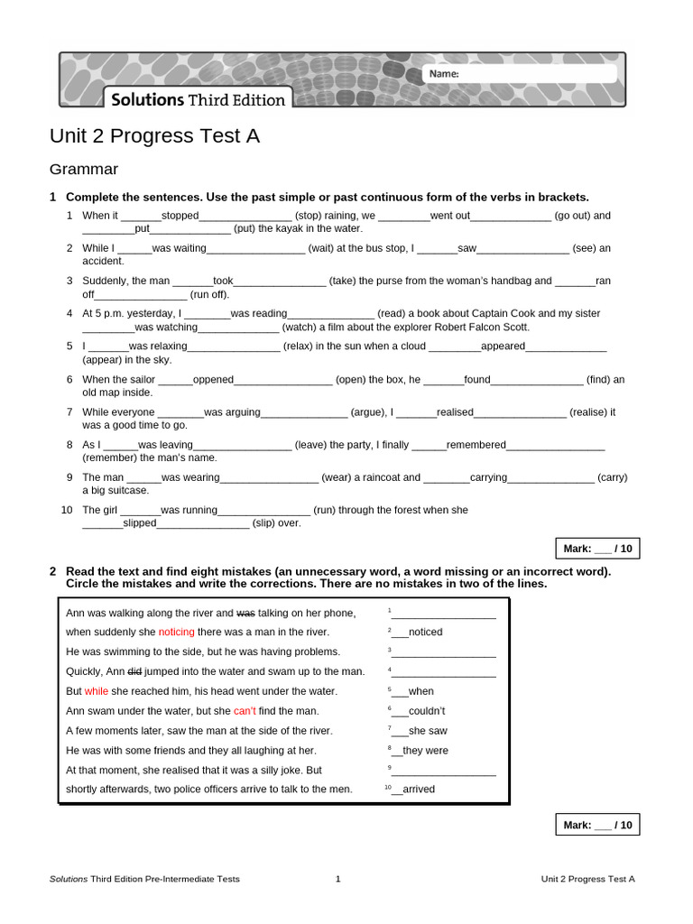 Unit 2 Progress Test A: Grammar & Vocabulary | PDF | Mount Everest ...