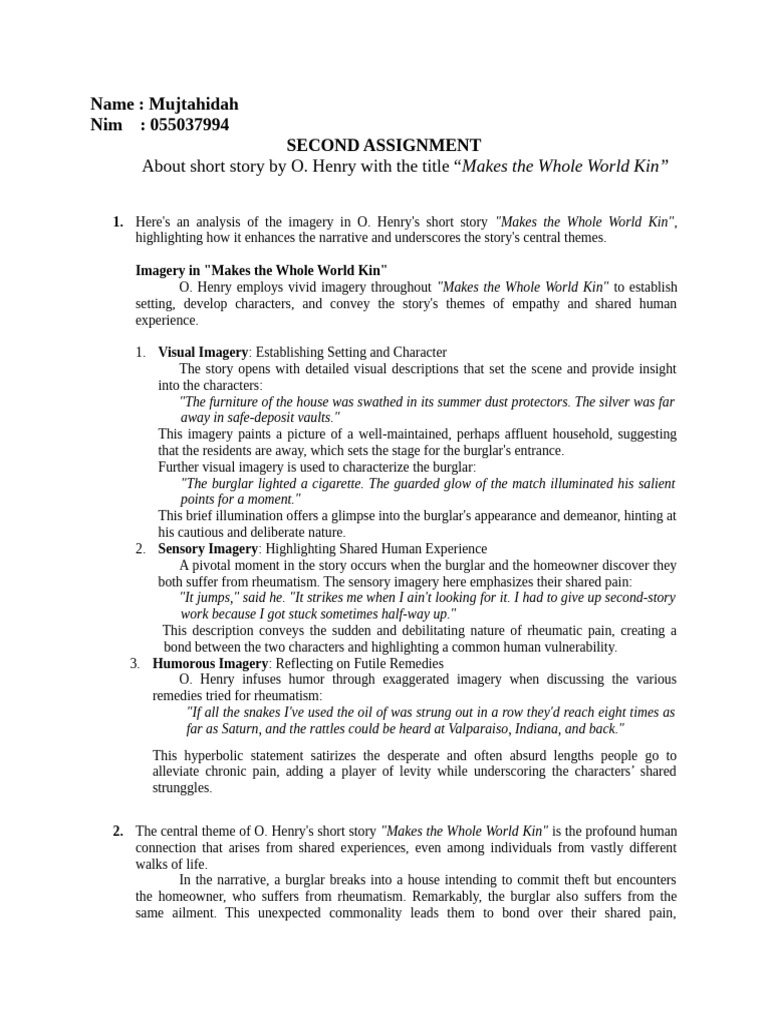 Second Assignment Mujtahidah 055037994 | PDF | Narration