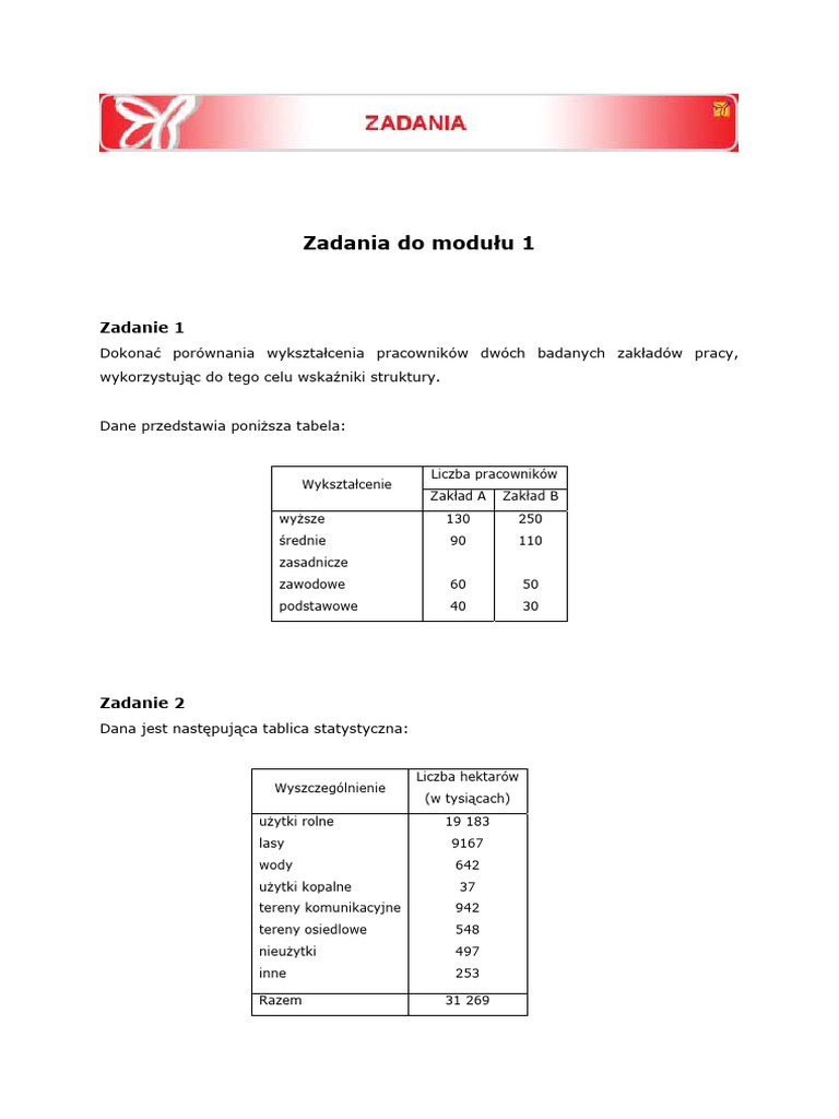 Statystyka Zbior Zadan Do Modulu 1 | PDF