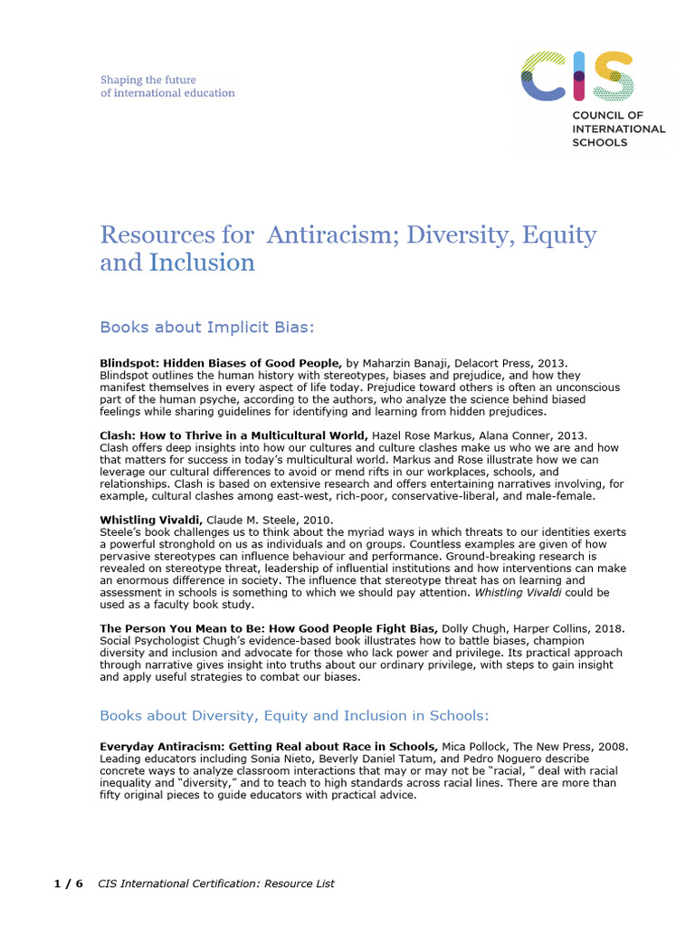 Inclusion Through Diversity, Equity and Anti-Racism - CoIS Mater ...