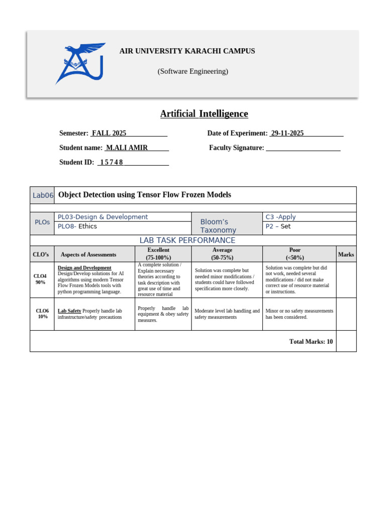 AI - Lab # 06 | PDF | Computing | Artificial Intelligence