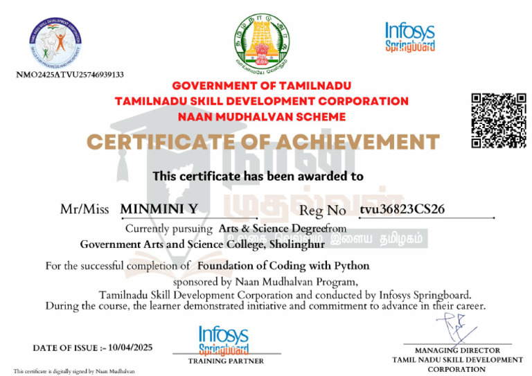 NM Certificate Foundation of Coding With Python | PDF