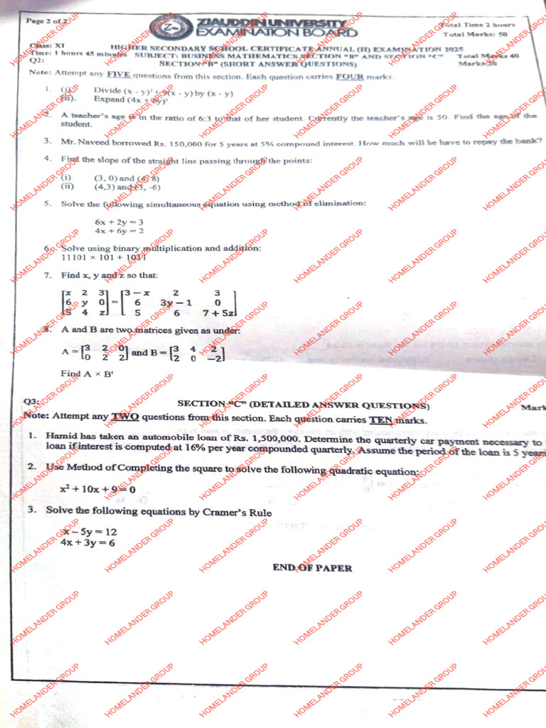 Xi B.math (Paper 2) Solved 2025 by Homelander | PDF