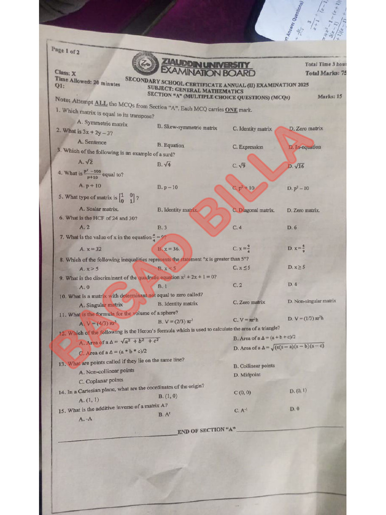 X - Math (Paper 2) | PDF