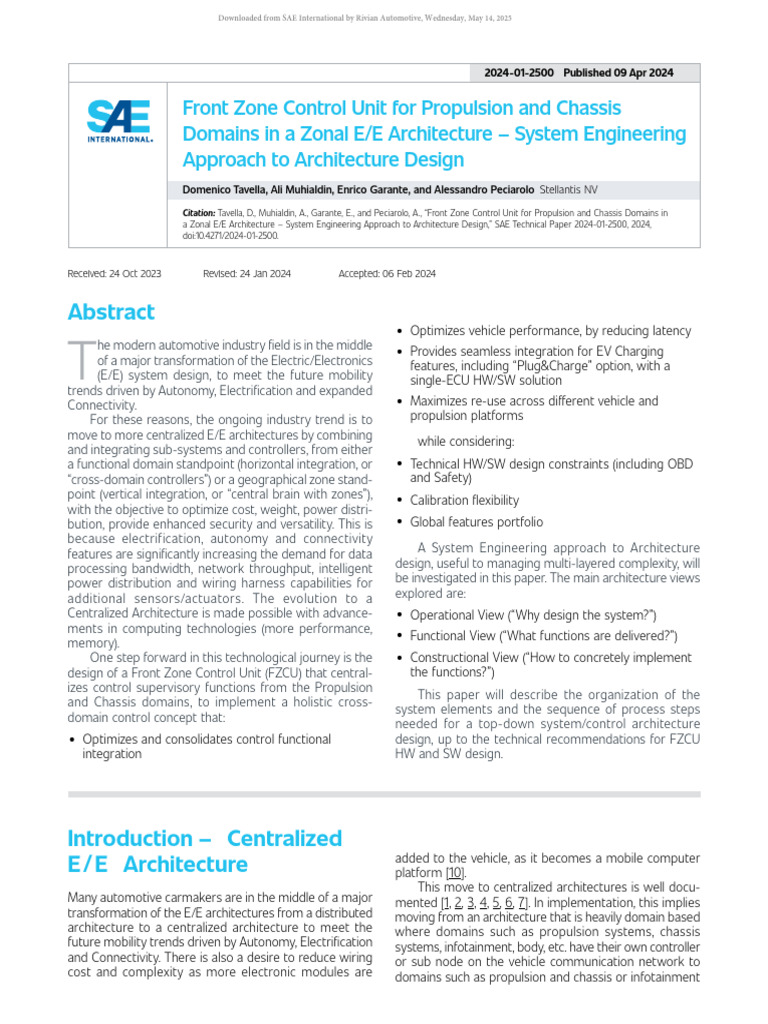 Front Zone Control Unit in E/E Architecture | PDF | System | Use Case