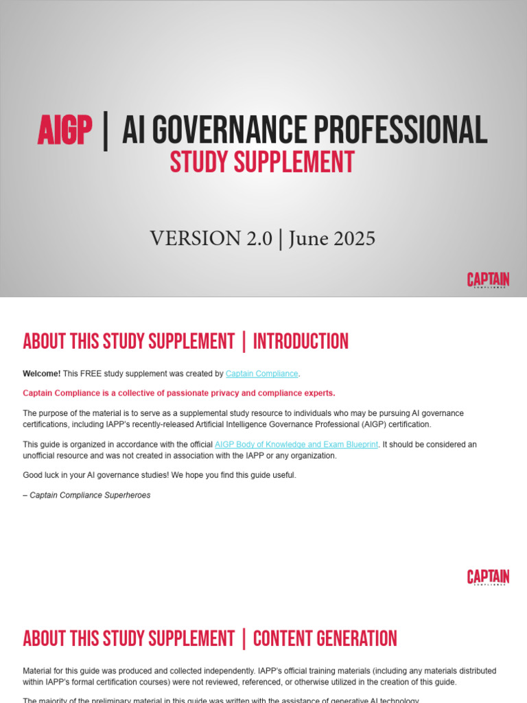 AIGP Study Guide for AI Governance | PDF | Machine Learning ...