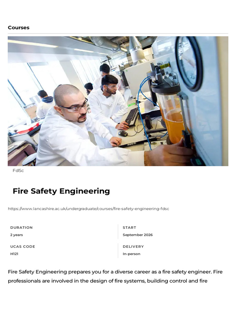 Fire Safety Engineering Foundation Degree | PDF | Fires
