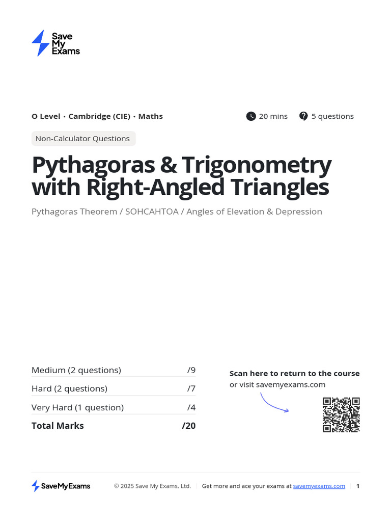 Pythagoras & Trigonometry Practice Test | PDF | Area | Rectangle