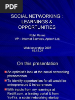 Social Networking: Learnings & Opportunities