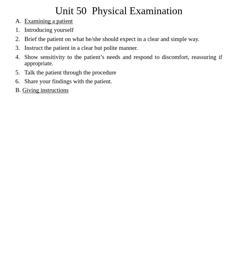 Patient Physical Examination Guide | PDF