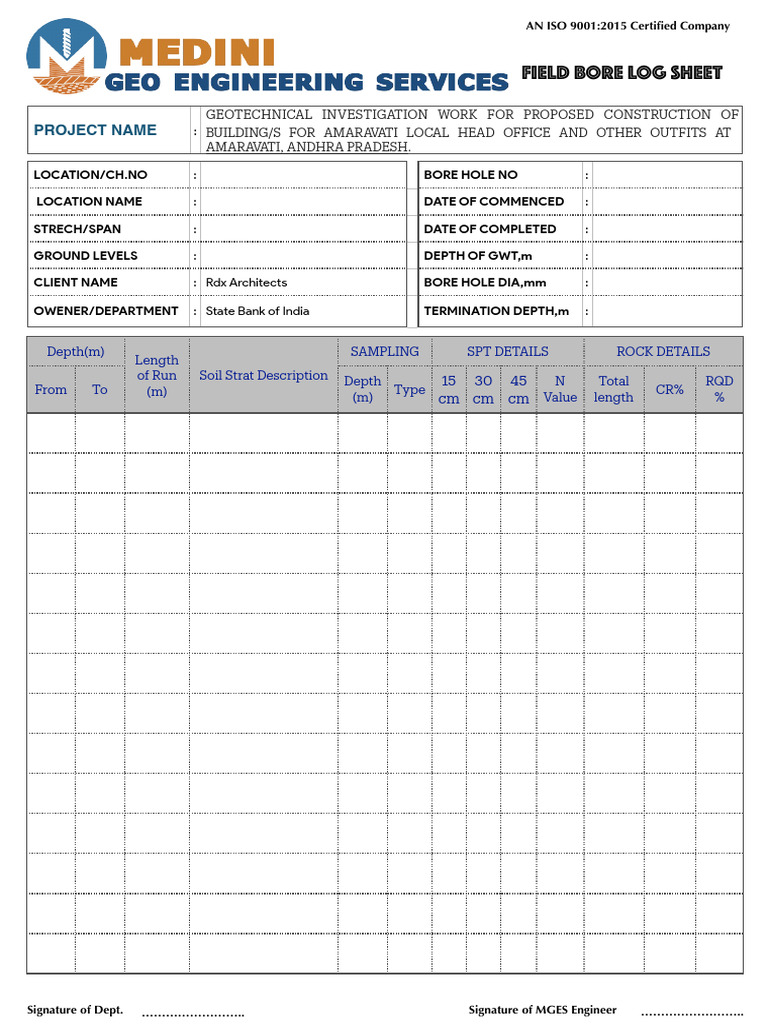 Bore Log _MGES.pages | PDF