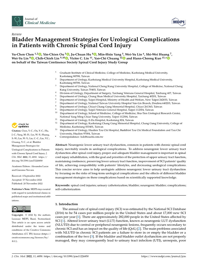 Bladder Management Strategies For Urological Complications in Patients ...