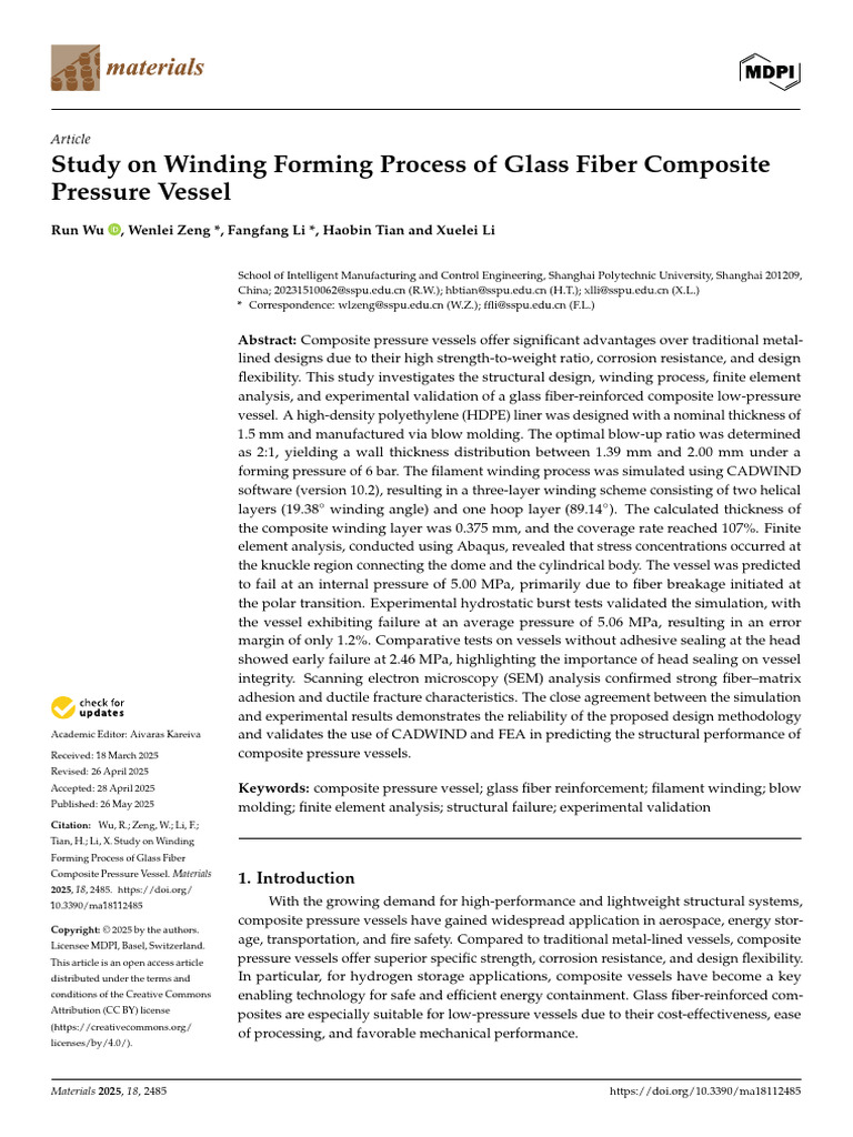 Study On Winding Forming Process of Glass Fiber Co | PDF | Composite ...