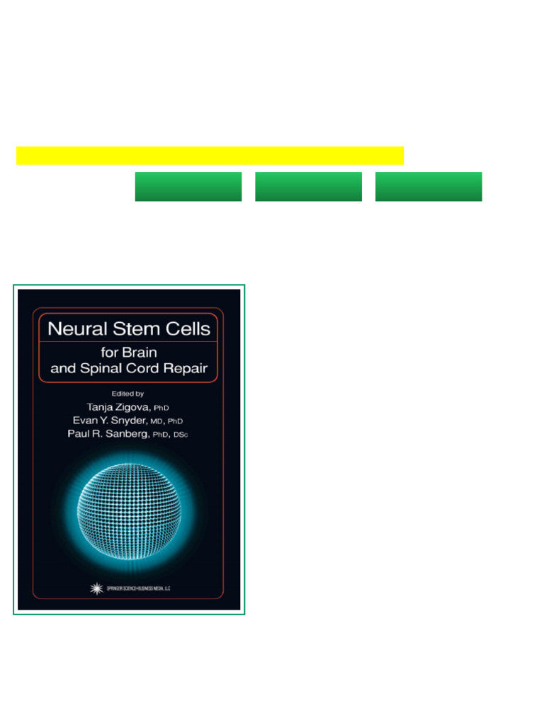 Neural Stem Cells For Brain and Spinal Cord Repair 1st Edition Melissa ...