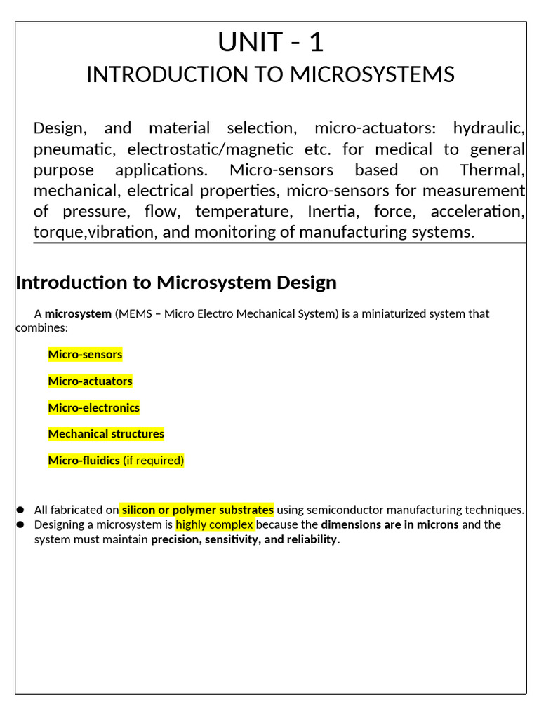 Micro and Precision Unit1 | PDF | Actuator | Sensor