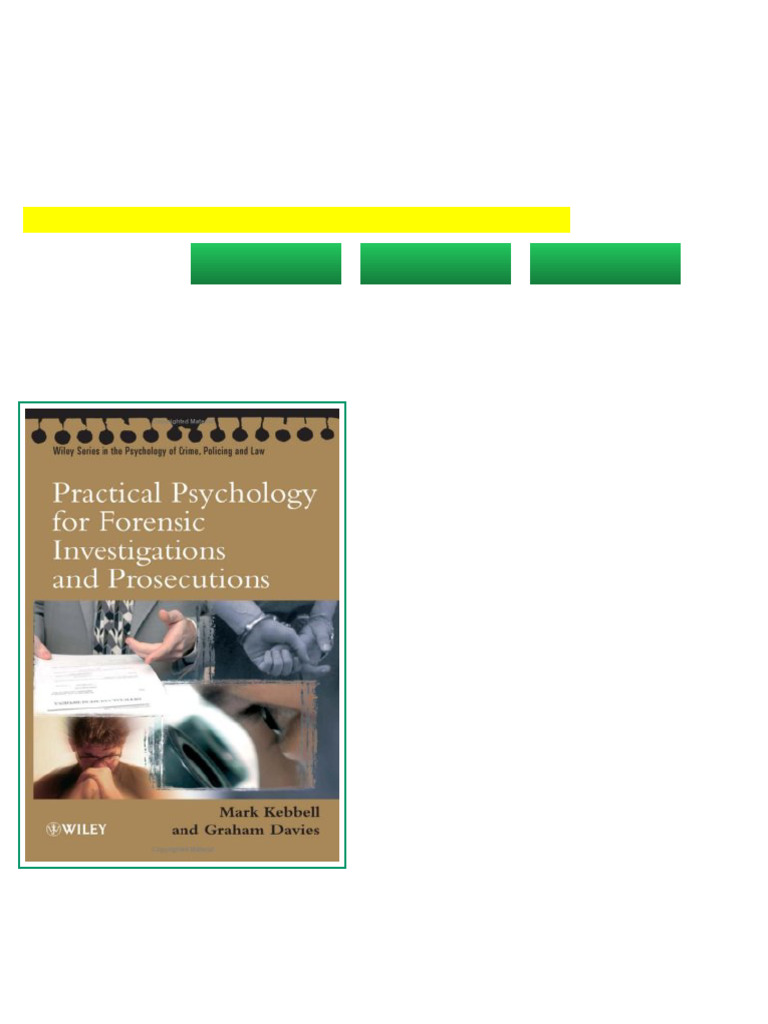 Practical Psychology For Forensic Investigations and Prosecutions 1st ...