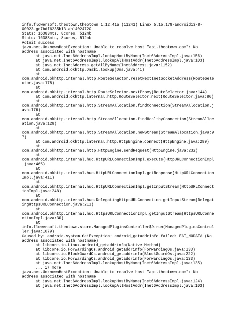 TheoTown API Connection Error Logs | PDF | Domain Name System | Wide ...
