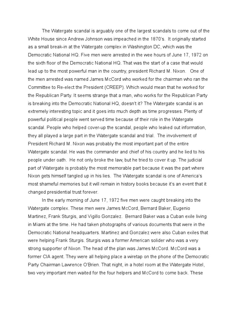 The Watergate Scandal PDF Watergate Scandal United States Travel