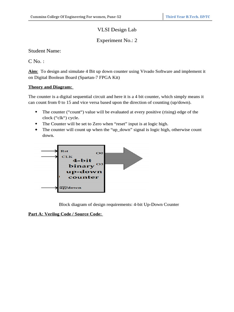 4-Bit Up-Down Counter Design Guide | PDF