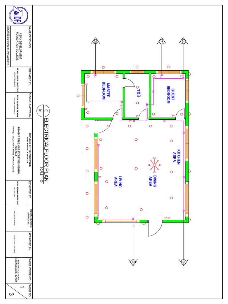 One Storey Residential Building Plan | PDF