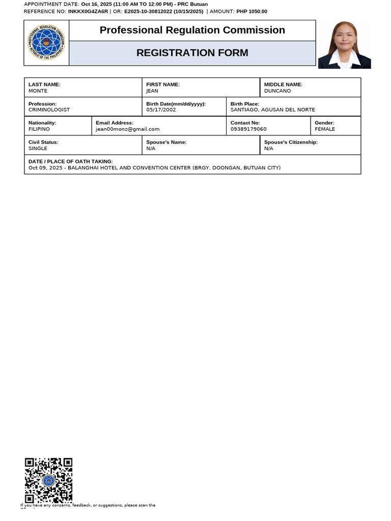 PRC Registration Form for Criminologist | PDF