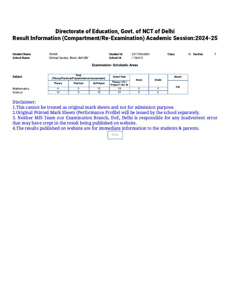 Edustud - Nic.in Result FrmPubliclevelResult 23 24 Reexam - Aspx Id ...