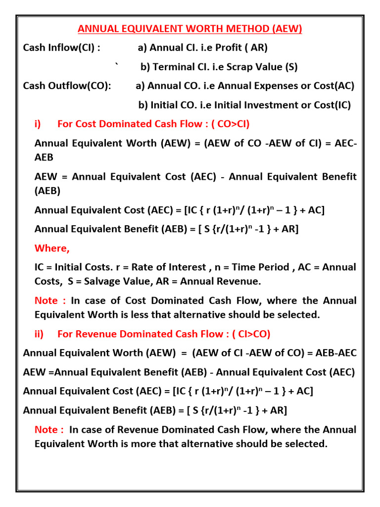 Annual Equivalent Worth Method Explained | PDF | Business Economics | Money