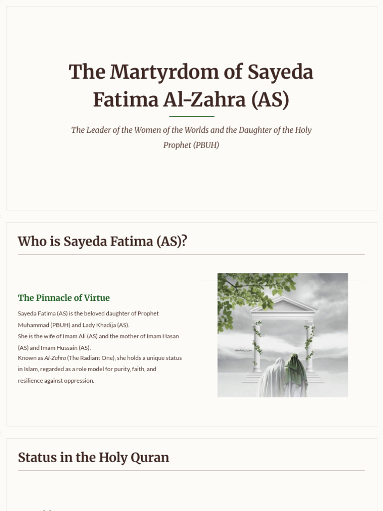 Sayeda Fatima Al-Zahra's Martyrdom Explained | PDF | Prophets And ...