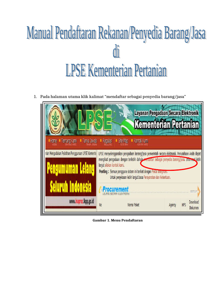 Panduan Pendaftaran Penyedia LPSE | PDF