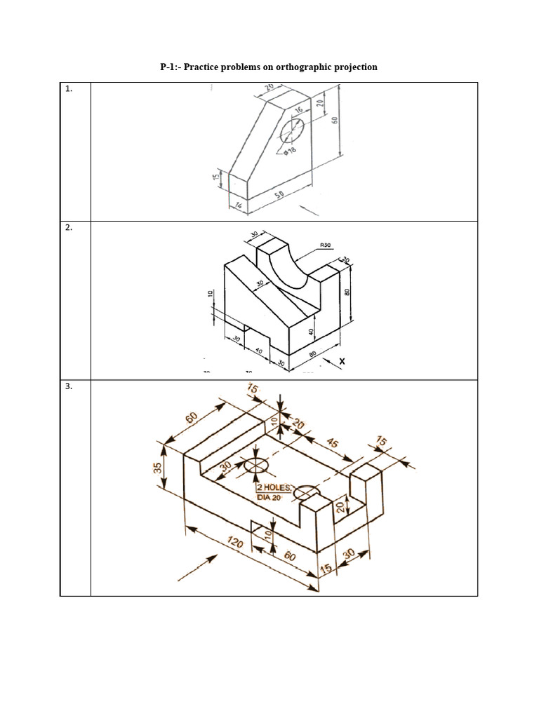 P-1-Practice Assignment-1 Problems On Orthographic Projection | PDF