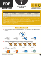 IMO Class 4 Sample Paper 2025-26 | PDF | Geometry | Mathematics