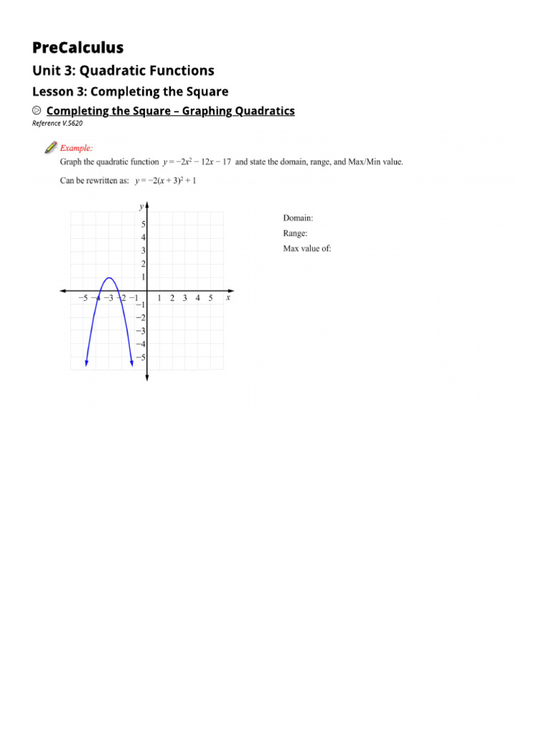 Topic 3 Lessons 34 Precalc A | PDF