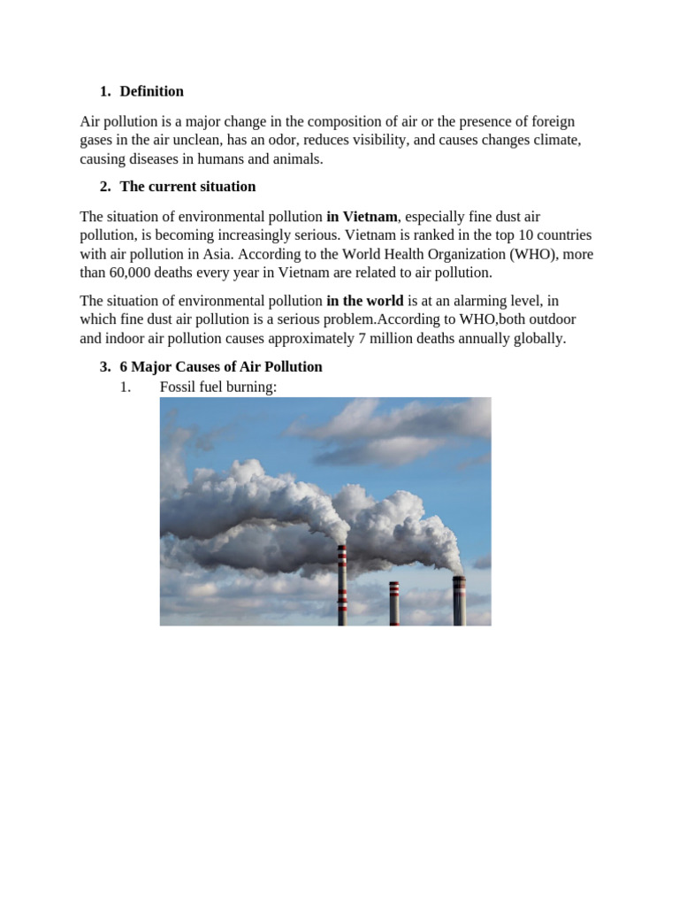 Air Pollution in Vietnam: Causes & Solutions | PDF