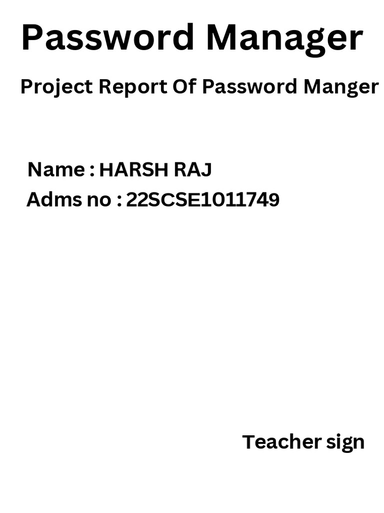 Secure Password Management System Report | PDF | Password | Security