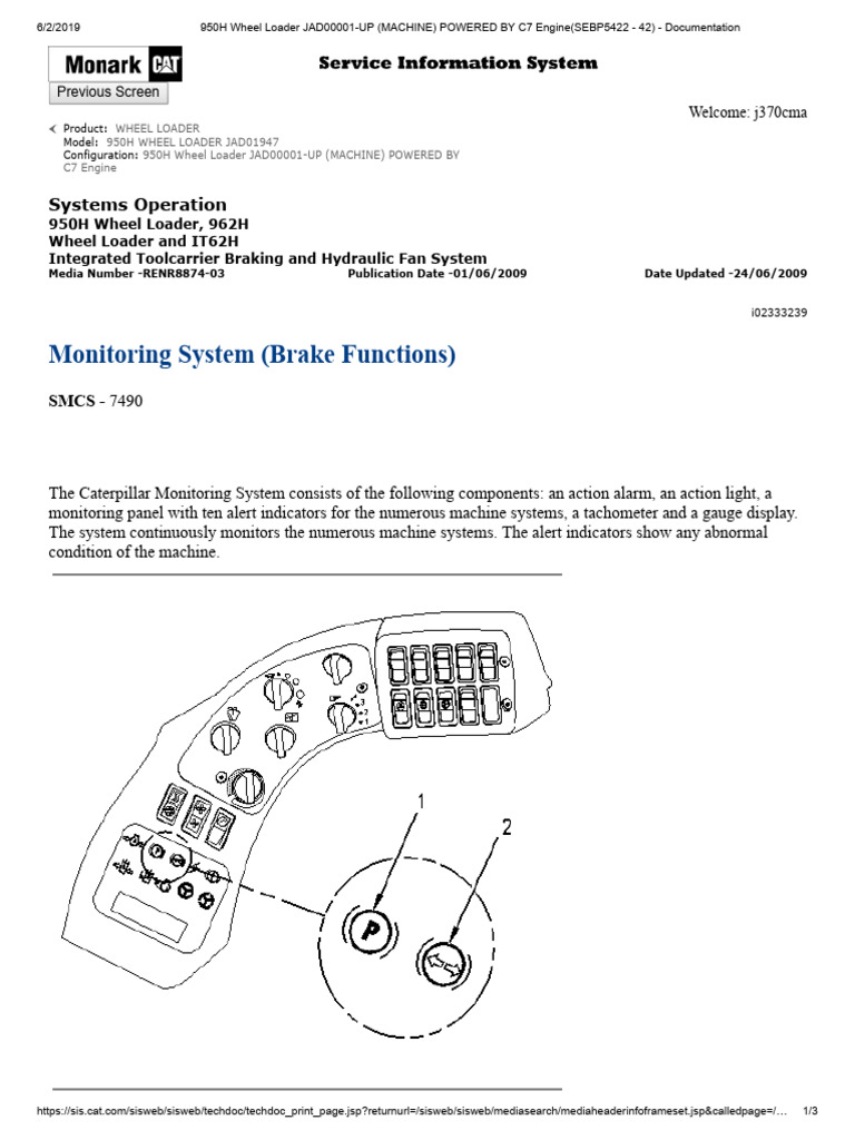 950H Wheel Loader C7 Engine Guide | PDF | Brake | Machines