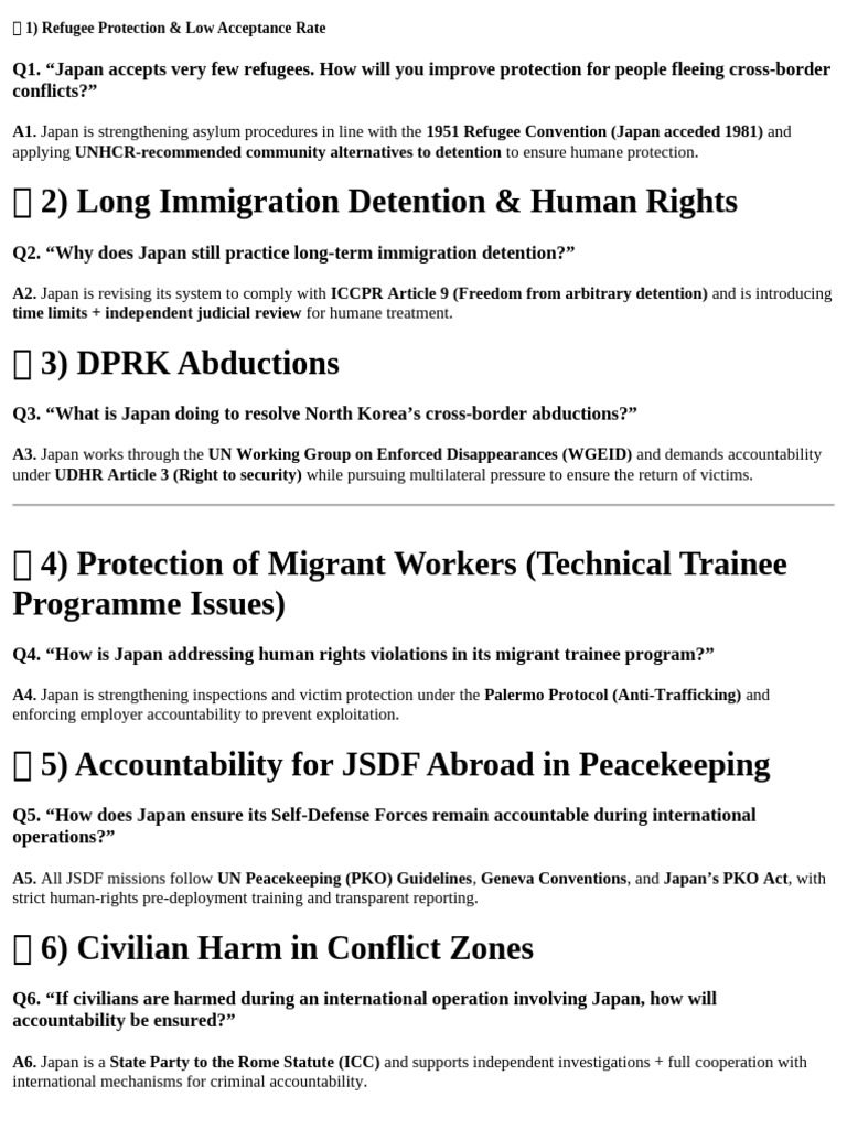 Japan's Human Rights and Refugee Policies | PDF | United Nations High ...