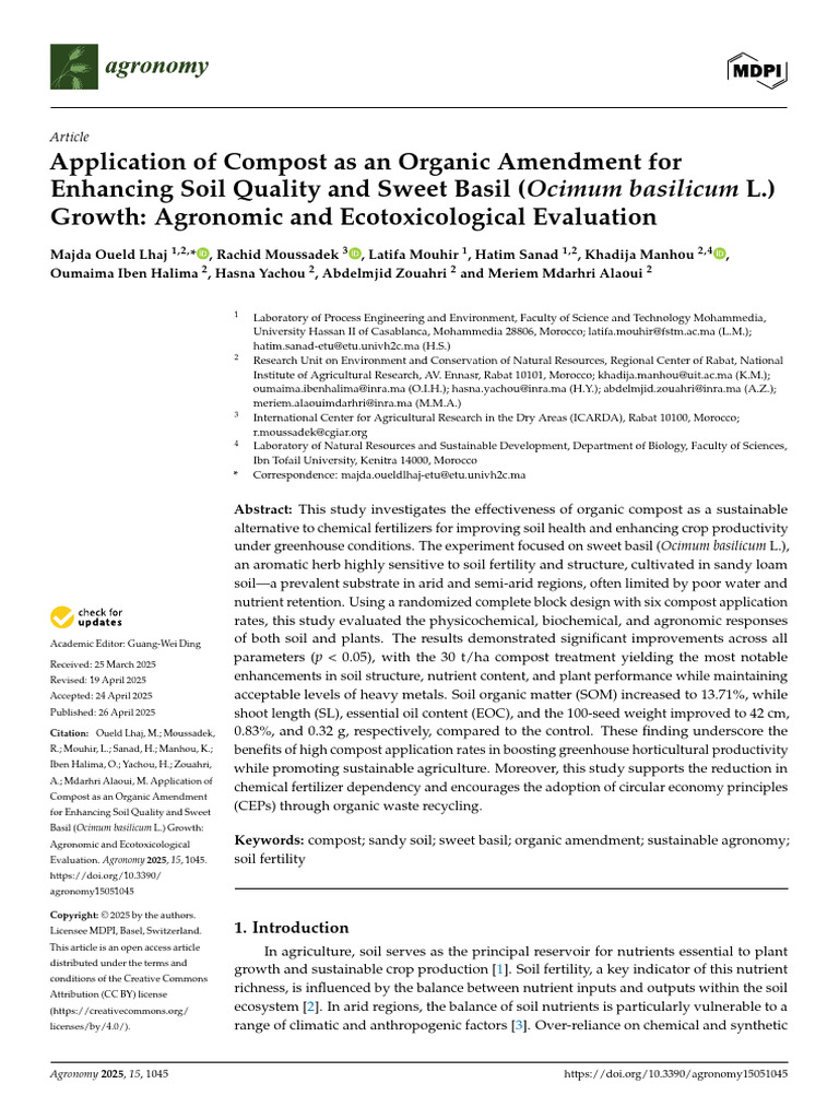 Compost for Soil Quality and Basil Growth | PDF | Soil | Agronomy