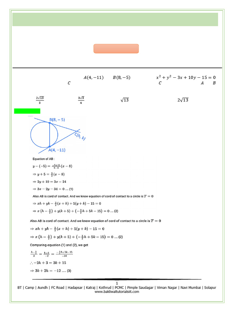Math Solutions for COMP 2027 BTEST | PDF | Circle | Elementary Geometry