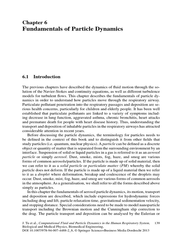 Chapter 6 Fundamentals of Particle Dynamics 2012 | PDF | Particulates ...