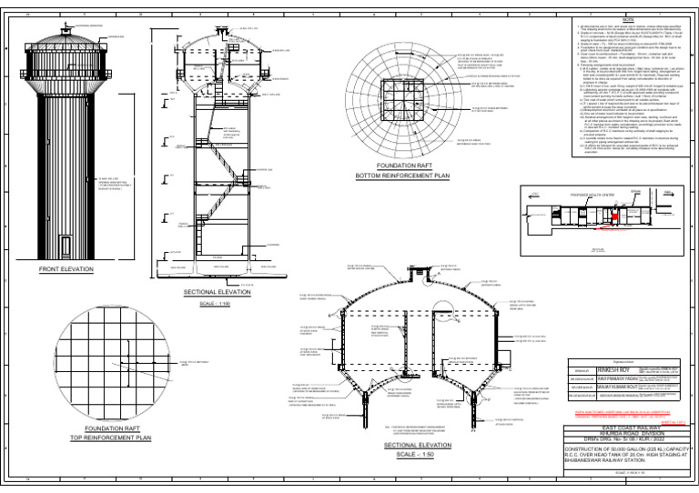 RCC Overhead Tank Reinforcement Plan | PDF | Civil Engineering ...