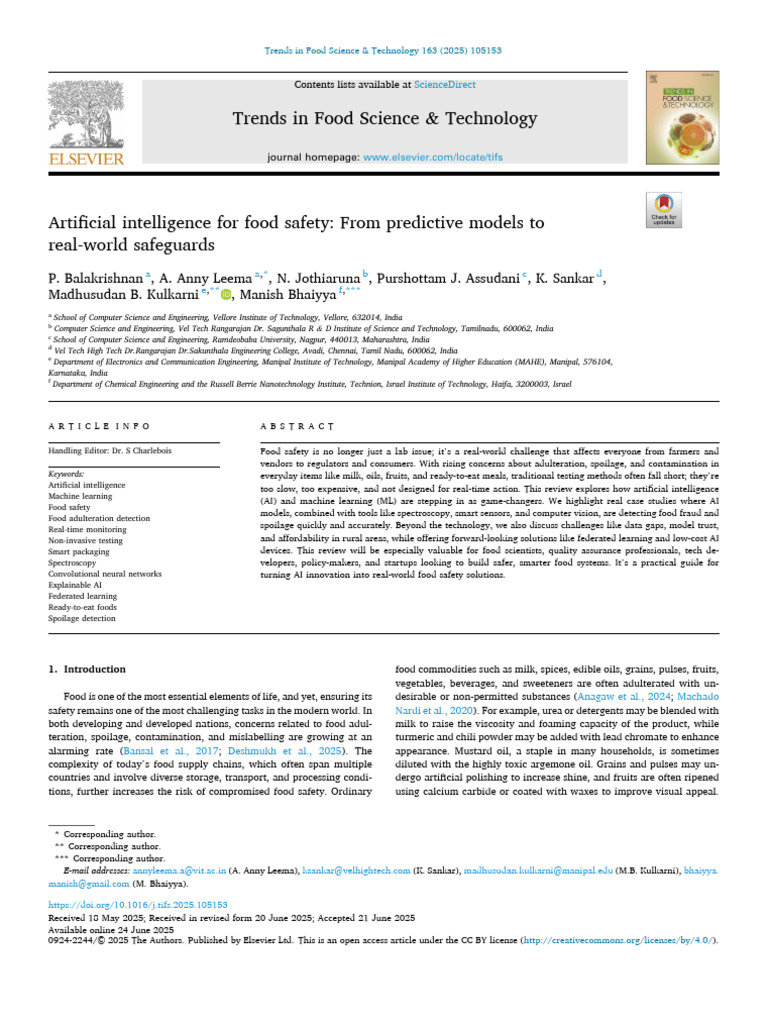 AI Innovations in Food Safety Solutions | PDF | Machine Learning ...