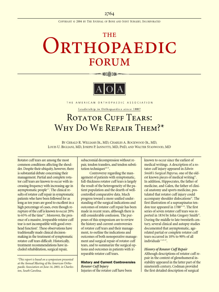 Rotator Cuff Tears | PDF | Shoulder | Anatomical Terms Of Motion