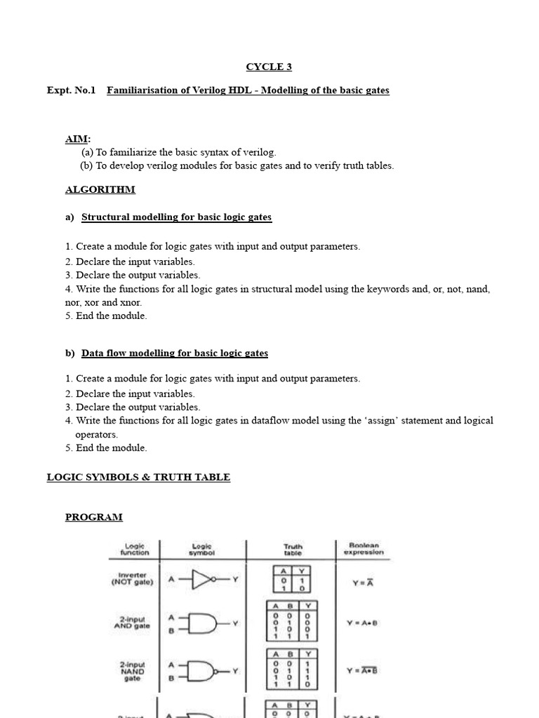 Verilog HDL Basics: Logic Gates & Modules | PDF | Logic Gate ...