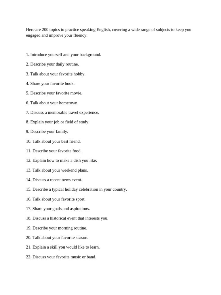 Here Are 200 Topics To Speak | PDF | Psychological Concepts | Psychology