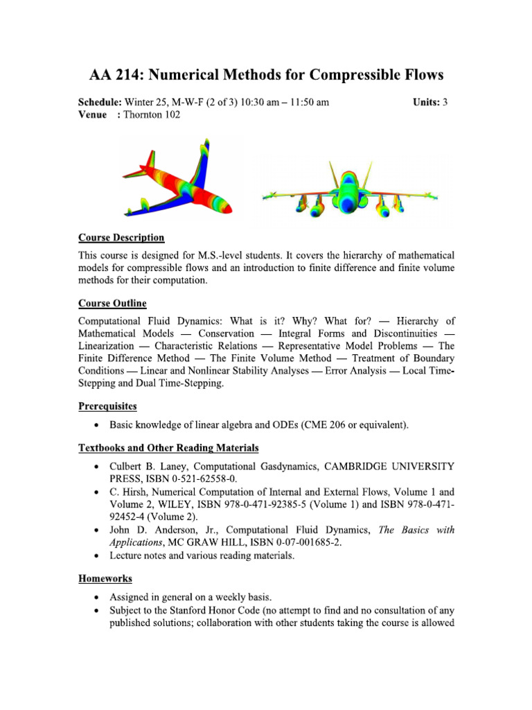 AA 214 Numerical Methods For Compressible Flows | PDF
